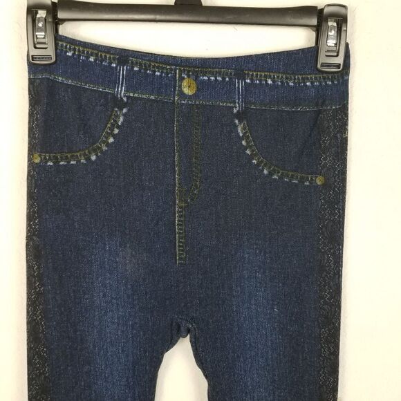 Soho Girls Cotton Blend "Faux" Denim Jean Leggings - Picture 3 of 9